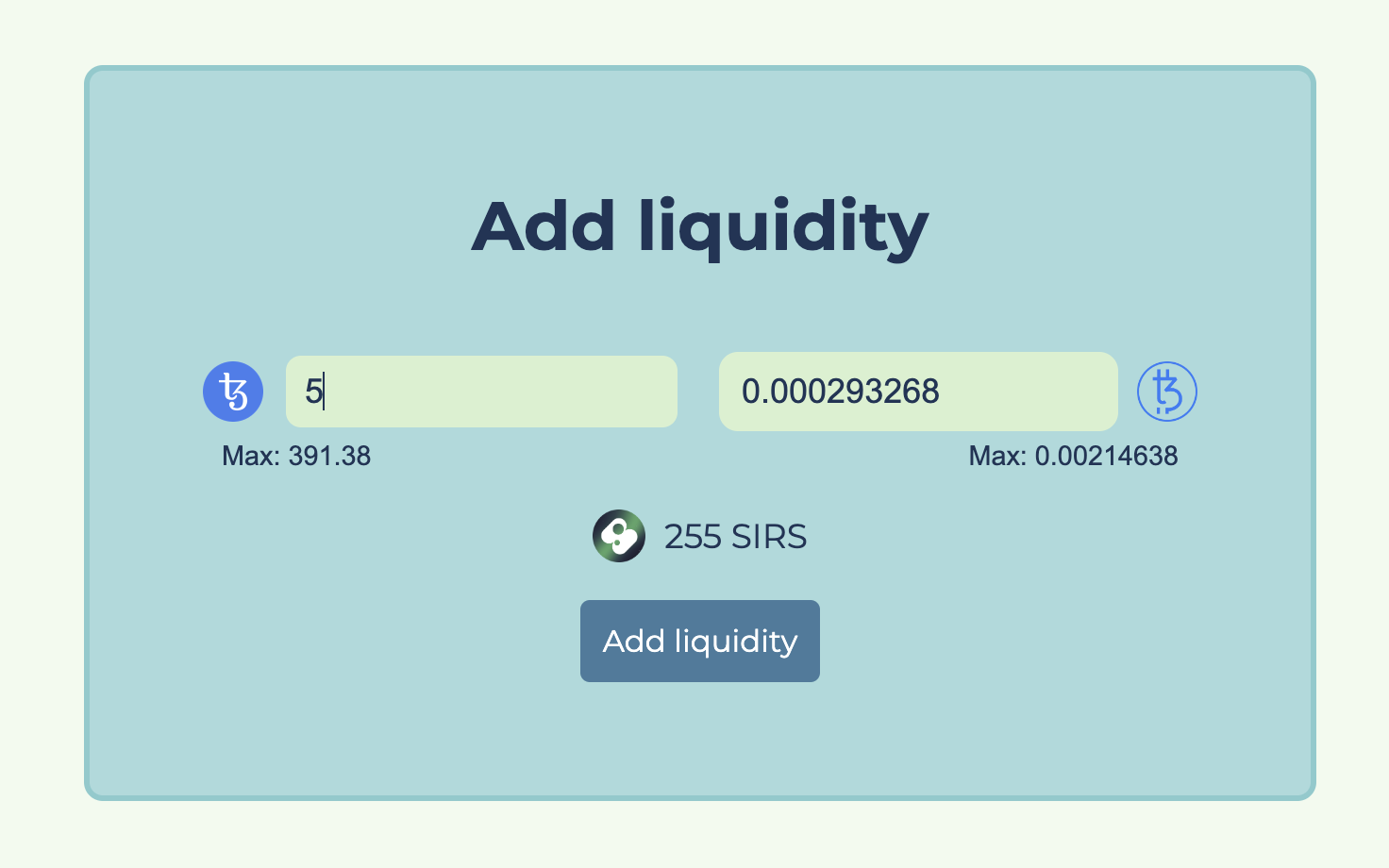 AddLiquidity UI